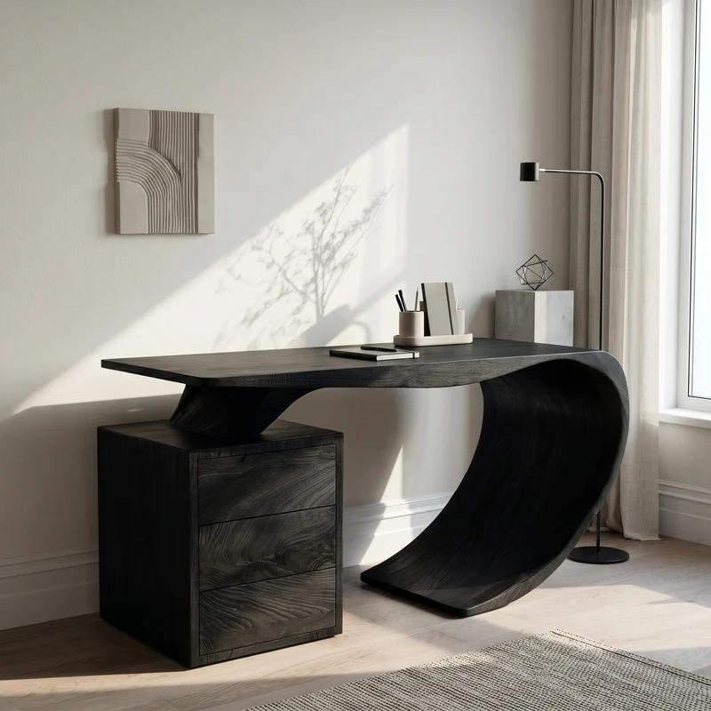 Modern Farmhouse Wood Desk For Home Office Corner RTTHHNDE112
