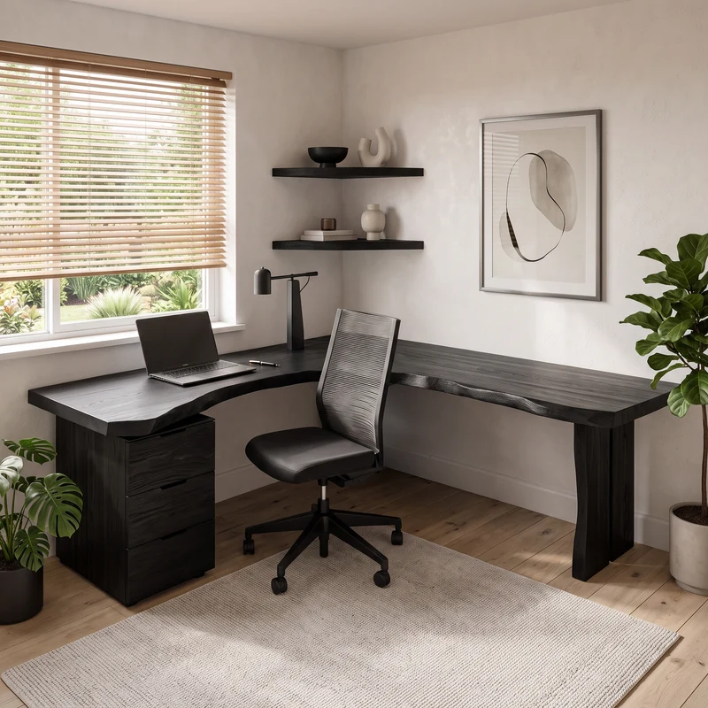 Modern L Shaped Desk With Drawer Storage For Workspace RTTHHNDE080