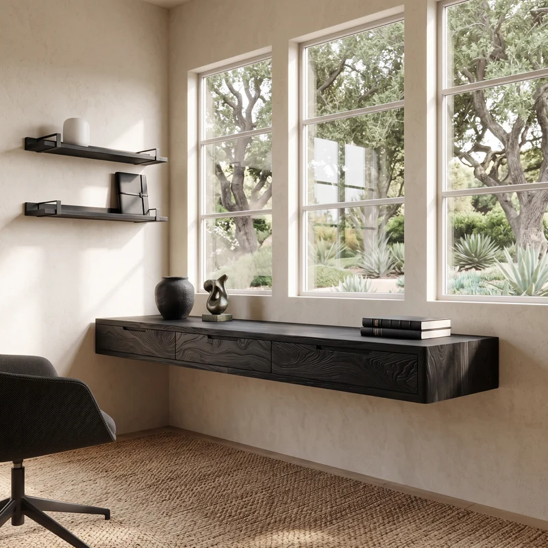 Modern Floating Desk With Drawers For Home Office SITHHNFLD013