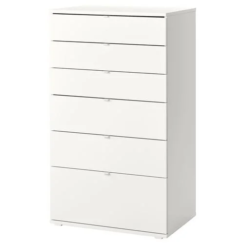 VIHALS chest of 6 drawers , white, 70x47x120 cm