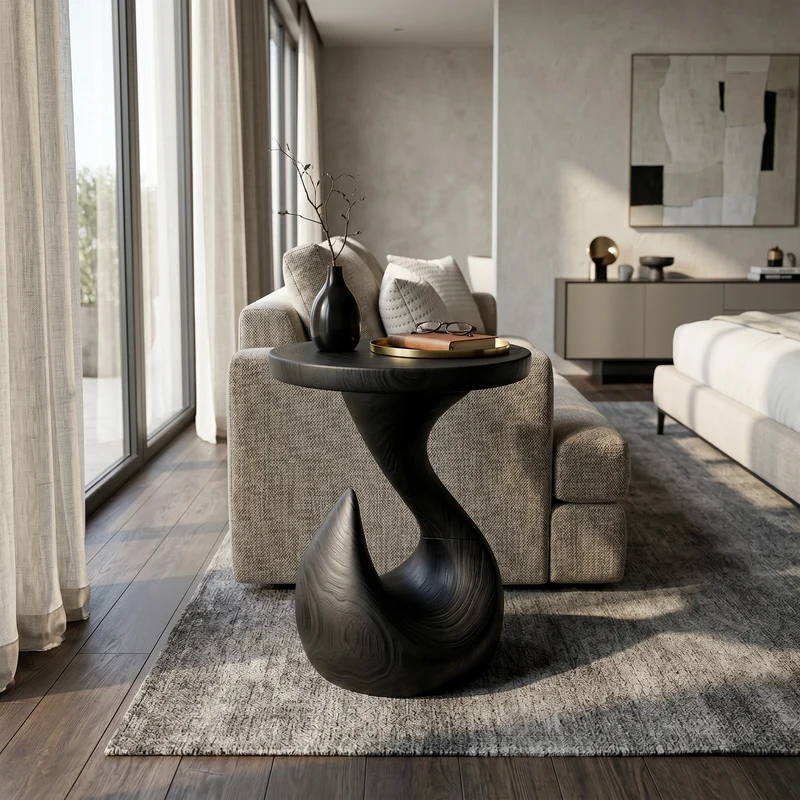 Contemporary Round End Table Luxury Lounge SILDTTRSTA043
