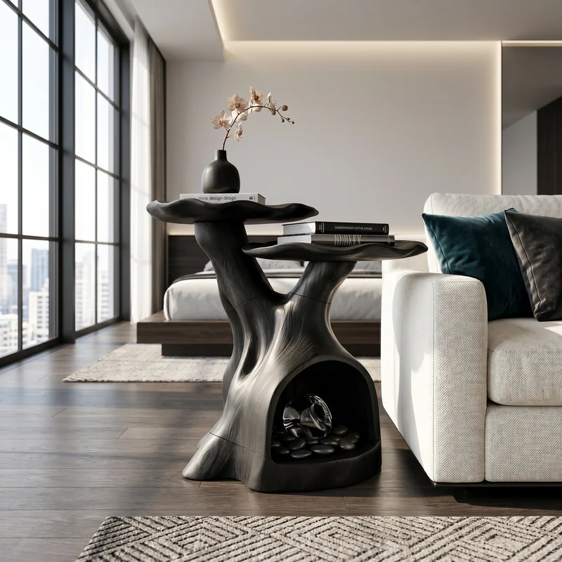 Contemporary Dual Tier Side Table Designer Residence SILDTTRSTA038