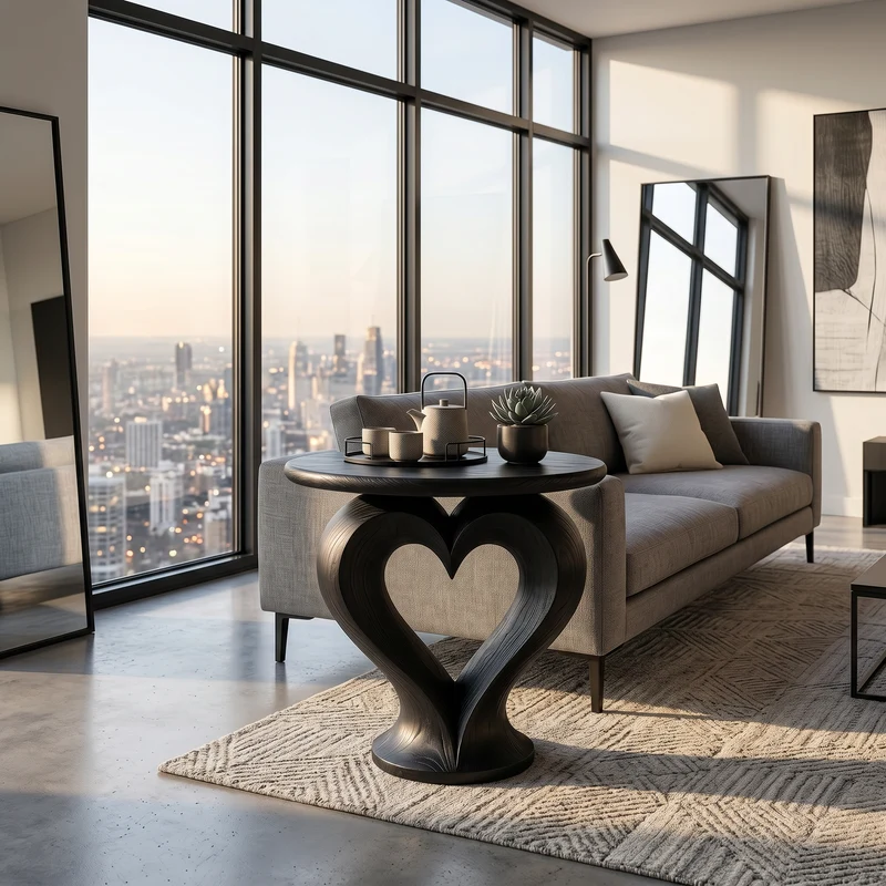 Modern Heart Base Accent Table Designer Library SILDTTRSTA033
