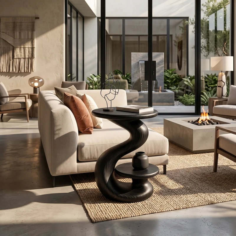 Organic Sculptural Side Table Luxury Garden Retreat SILDTTRSTA031