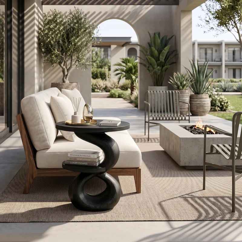 Modern Sculptural Side Table Outdoor Lounge SILDTTRSTA029
