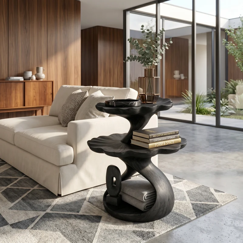Mediterranean Two Tier Side Table Courtyard Living Room SILDTTRSTA026