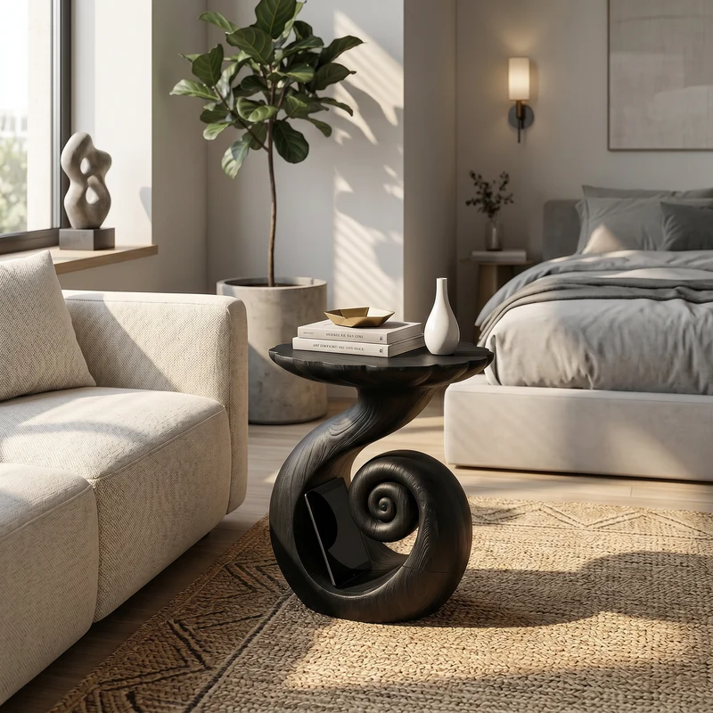 Organic Spiral Storage Side Table Resort Suite SILDTTRSTA021