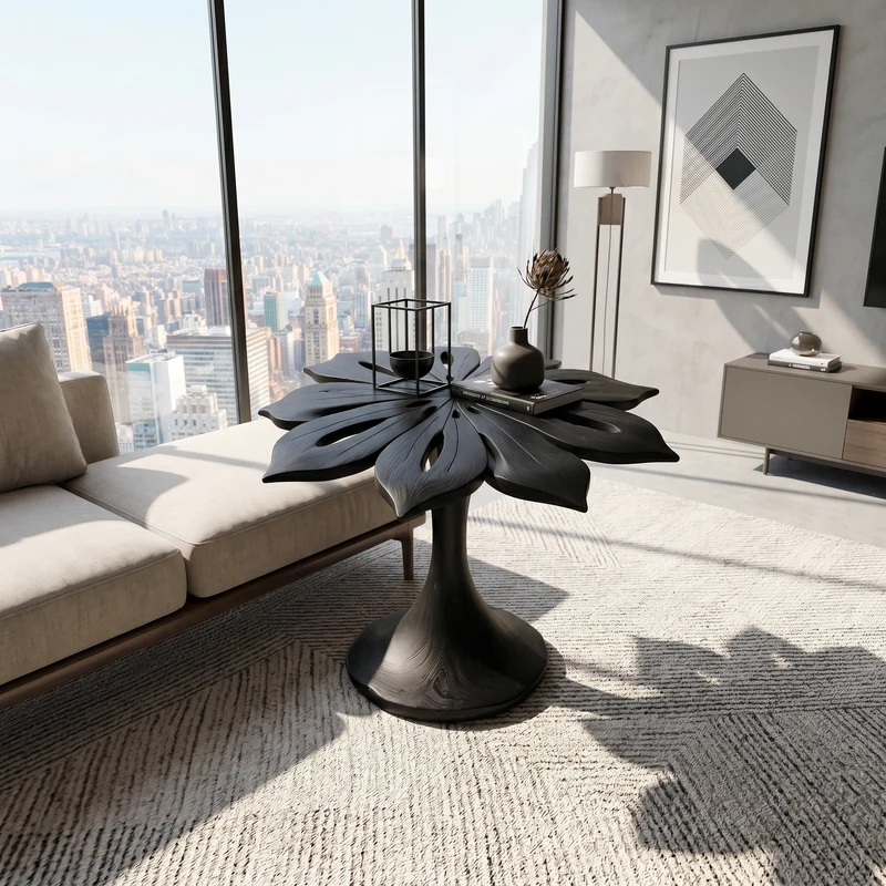 Organic Leaf Top Accent Table Luxury Living Room SILDTTRSTA019