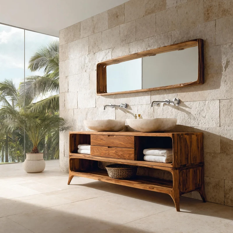 Luxury Bathroom Vanity Two-tier Design For Bathroom Furniture RTTHHNBRV011
