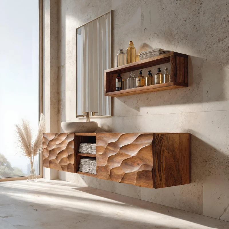 Sculptural Wall Mounted Bathroom Vanity For Bathroom Space RTTHHNBRV003