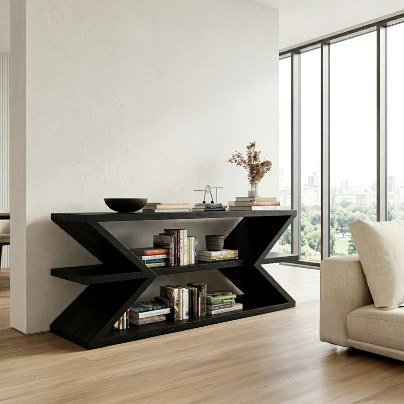 Contemporary Sculpture Wood Console Table For Modern Living Room RTTHHNCS020