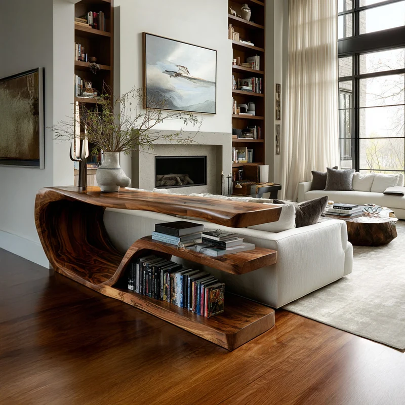 Modern Wood Console Table With Storage For Living Room RTTHHNCS008