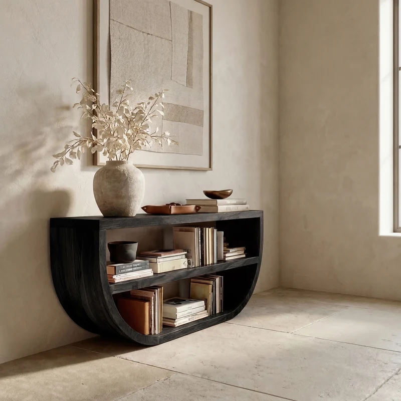 Organic Wooden Console Table With Storage For Living Room RTTHHNCS002
