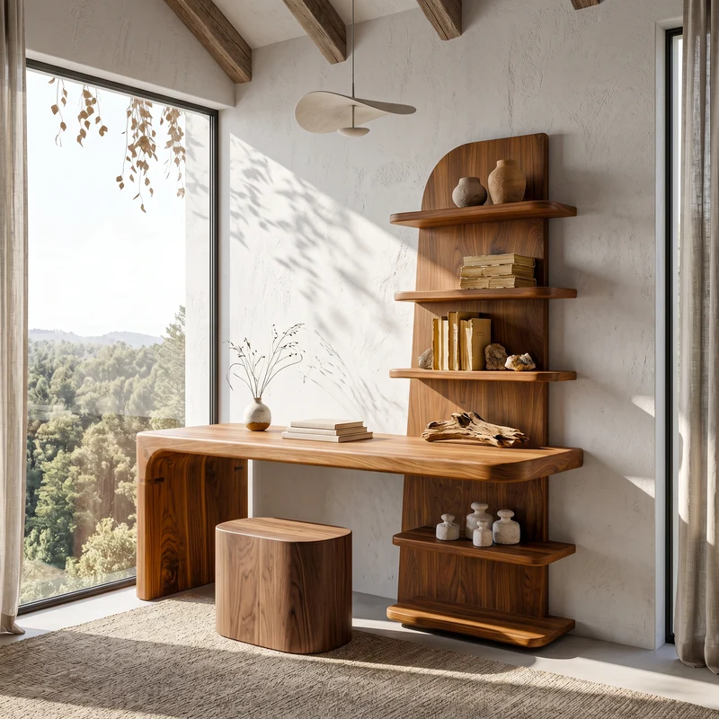 Minimal Desk With Built In Bookcase And Drawers For Study Room SINLSADK151