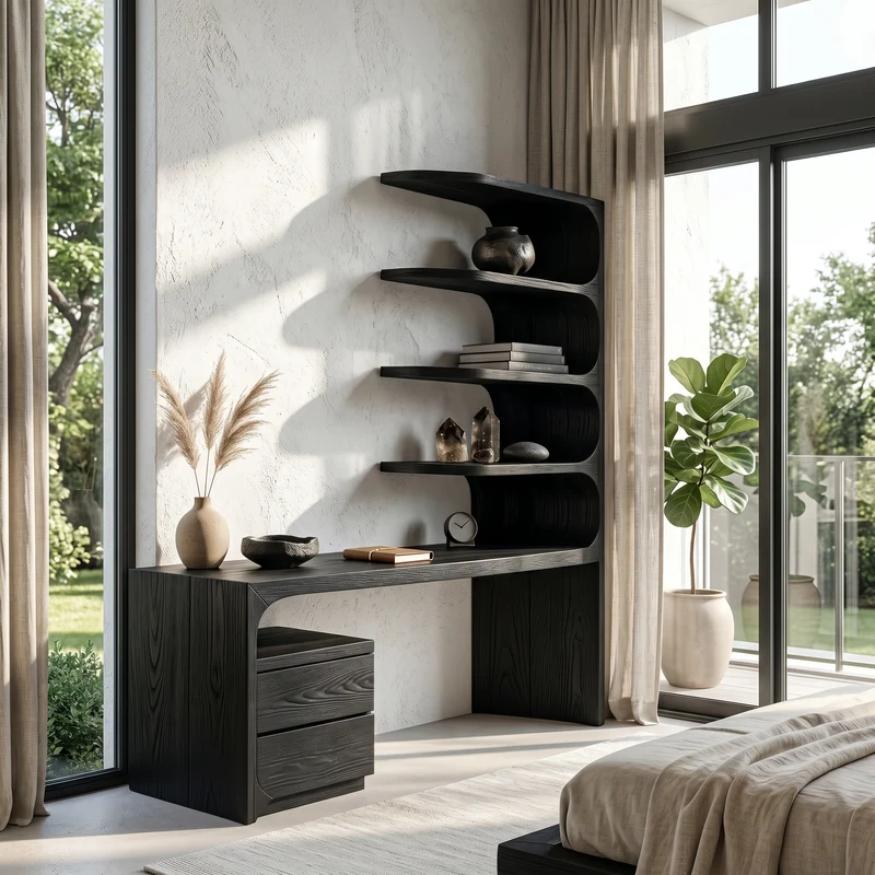 Scandinavian Writing Desk With Integrated Storage Hutch For Bedroom And Workspace SINLSADK150