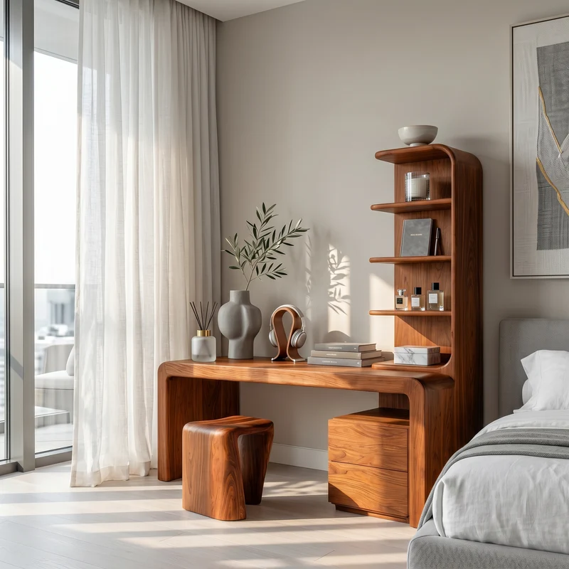 Modern Desk With Built In Storage Shelves And Drawers For Home Office SINLSADK149