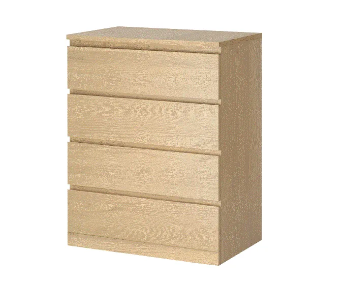 MALM Chest of 4 drawers, white stained oak veneer, 80x100 cm