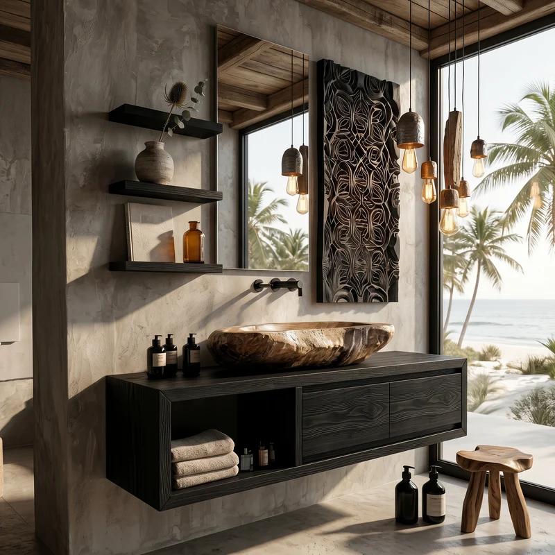 Organic Modern Floating Bathroom Vanity With Open Storage SINLHABRV314