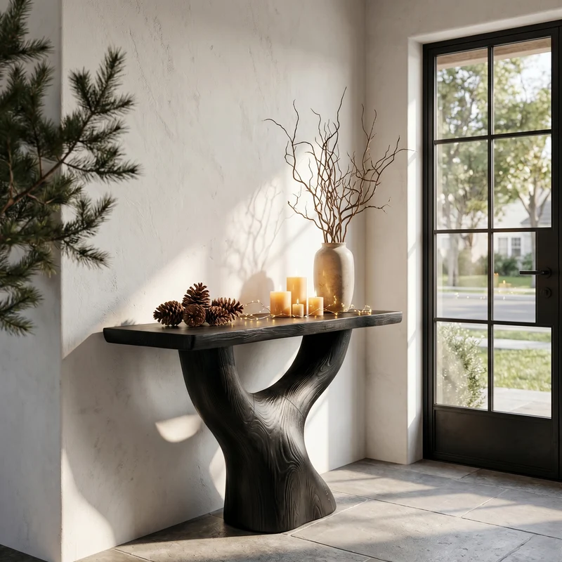 Rustic Console Table With Sculptural Tree Root Base For Entryway SINLHACS653