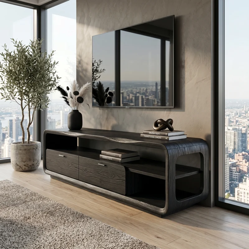 Sculptural Entertainment Console Modern Luxury Living SILDTTRTVC113