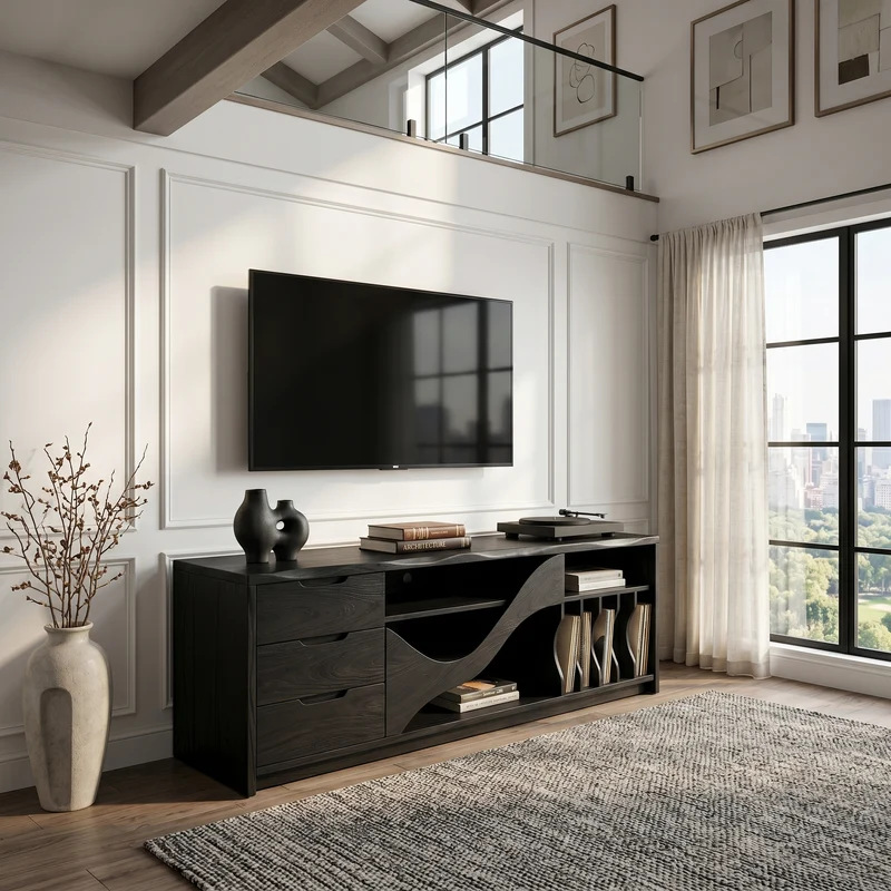 Industrial Wooden TV Cabinet Contemporary Loft Living SILDTTRTVC116