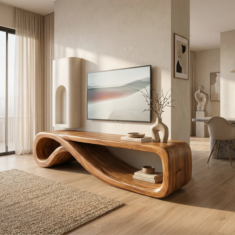 Modern Entertainment Center Sculptural Wood Furniture SILDTTRTVC108