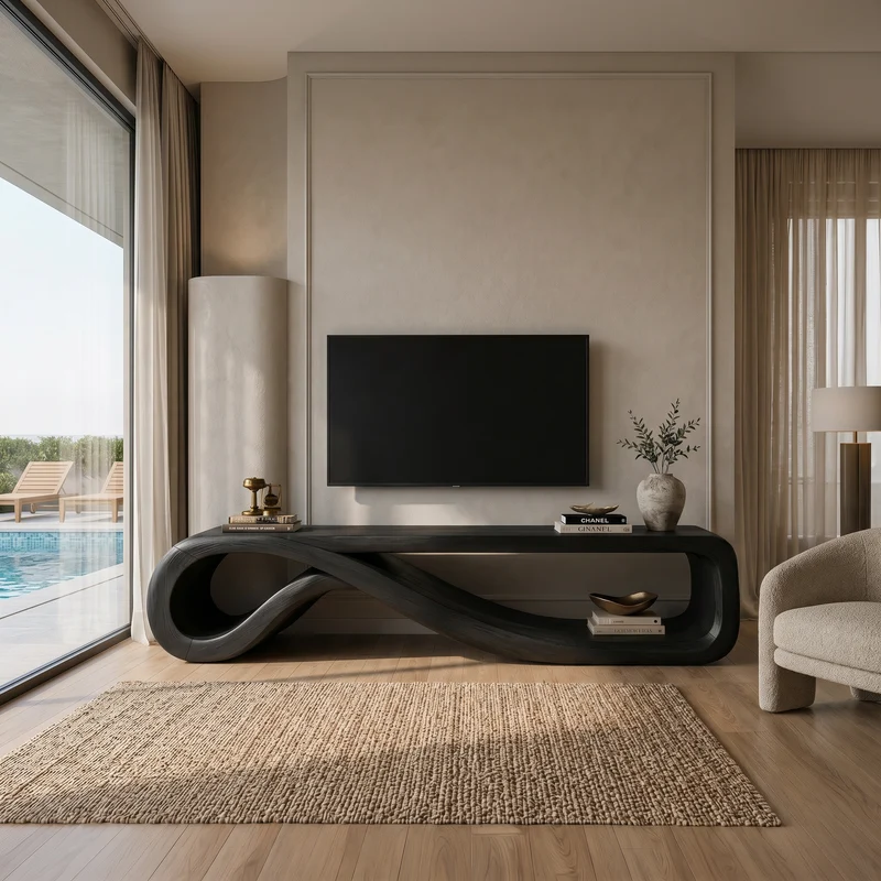 Modern Entertainment Center Sculptural Wood Furniture SILDTTRTVC108
