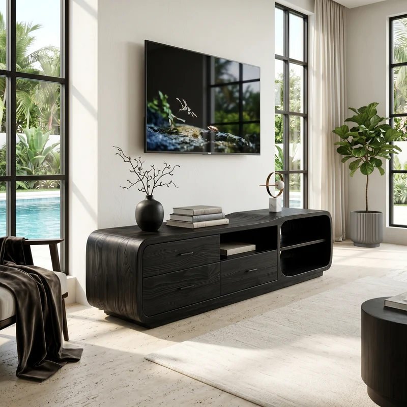 Curved Organic TV Stand Designer Residence SILDTTRTVC107