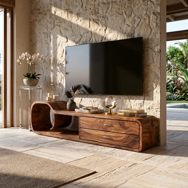 Sculptural Wooden TV Cabinet Organic Modern Design SILDTTRTVC105