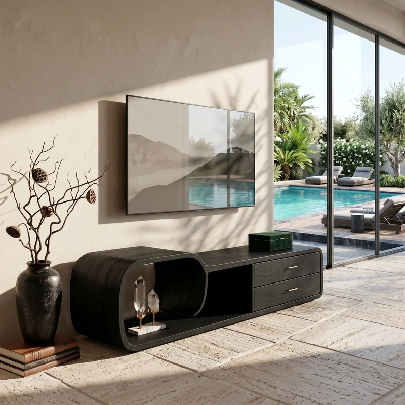 Sculptural Wooden TV Cabinet Organic Modern Design SILDTTRTVC105