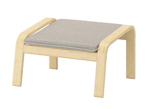 POÄNG Footstool frame, white stained oak veneer / POANG cushion, light beige
