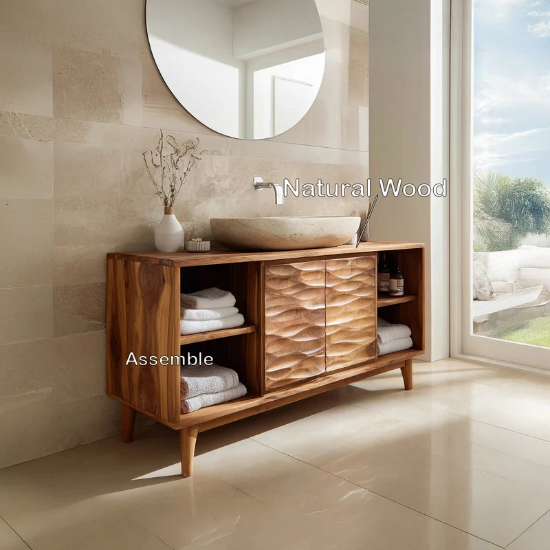 Modern Wave Bathroom Vanity Open Shelf For Bathroom RTTHHNBRC015