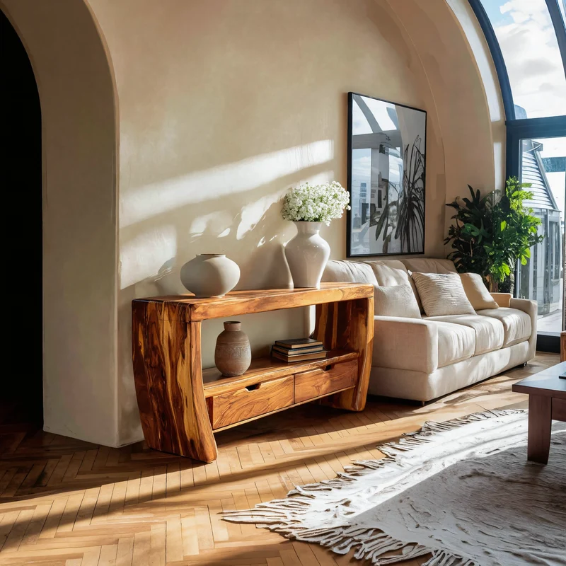 Modern Console Table Curved For Living Room Decor RTTHTTCS015