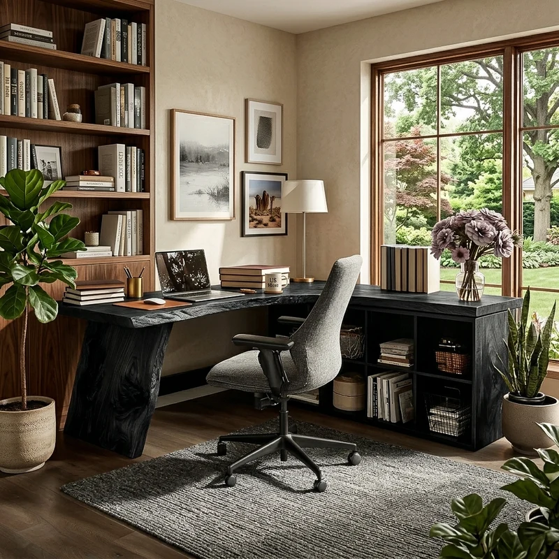 Minimalist Wooden Desk With Storage For Home Workspace RTTHTTDE073