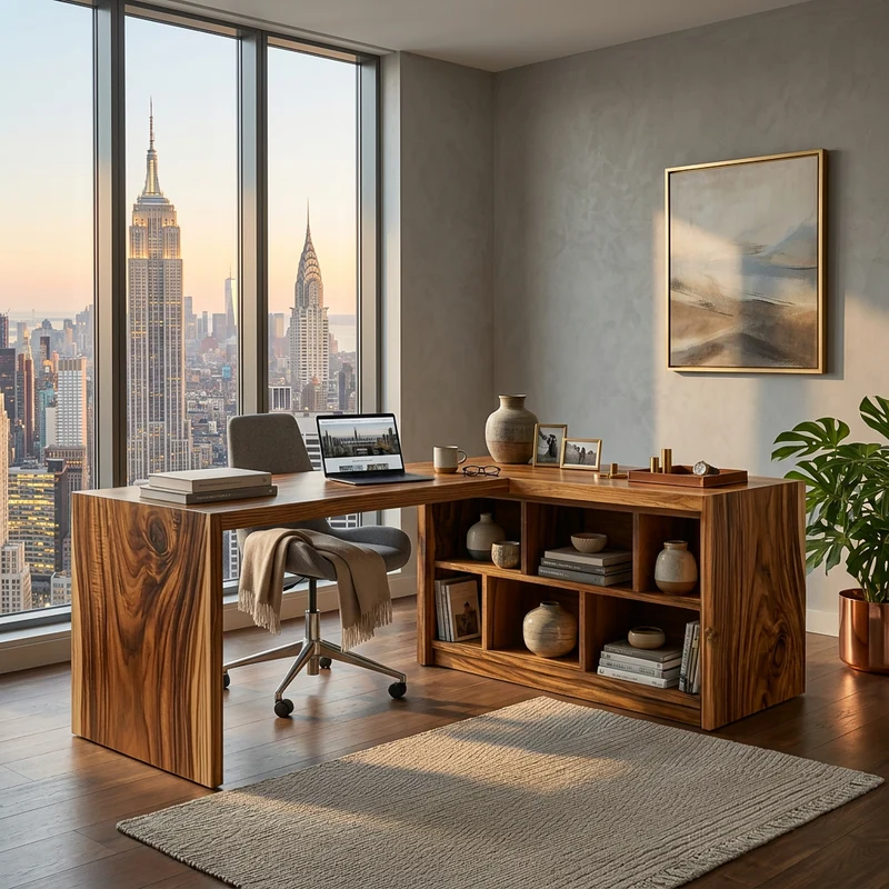 Modern Wooden Desk With Shelves For Home Office RTTHTTDE071