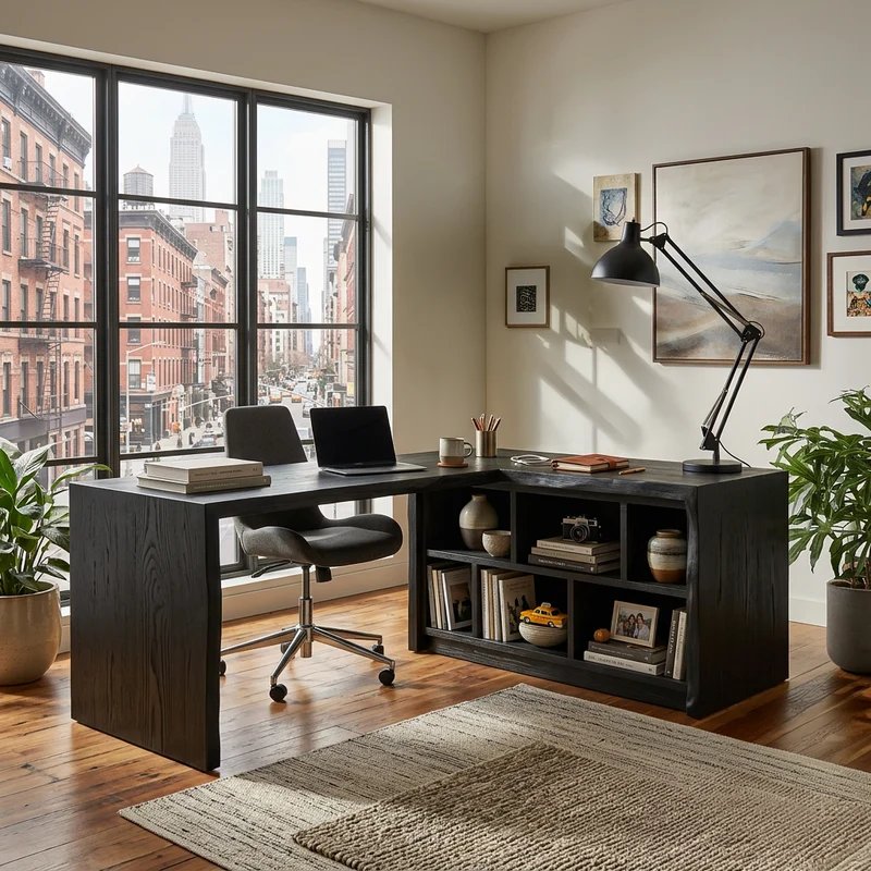 Modern Wooden Desk With Shelves For Home Office RTTHTTDE071