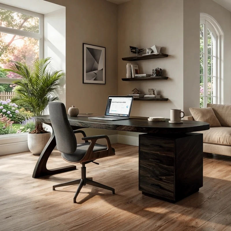 Modern Wooden Desk With Storage Drawers For Home Office RTTHTTDE070