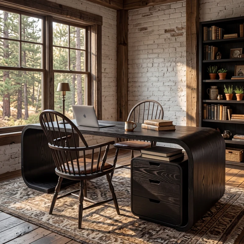 Modern Wooden Desk With Curved Base For Home Office RTTHTTDE067