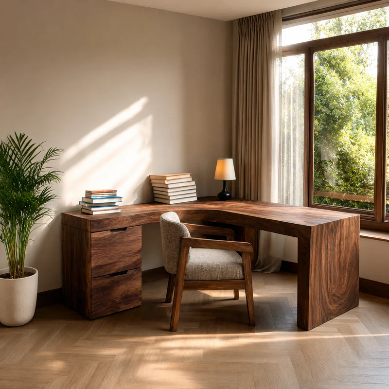 Rustic L Shaped Corner Desk For Home Office RTTHTTDE056