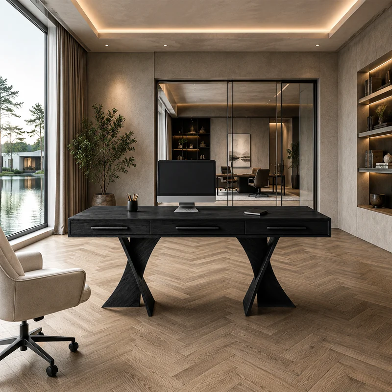 Minimalist X Frame Desk Solid Wood Computer Desk For Home Office SINLHADE163