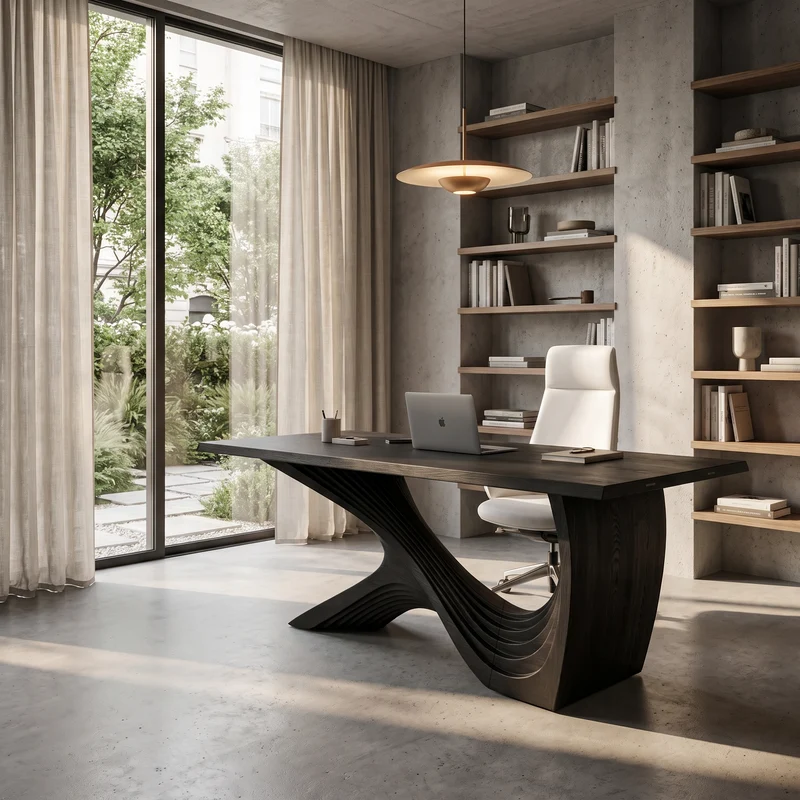 Organic Curved Base Desk Wooden Writing Desk For Home Office SINLHADE162