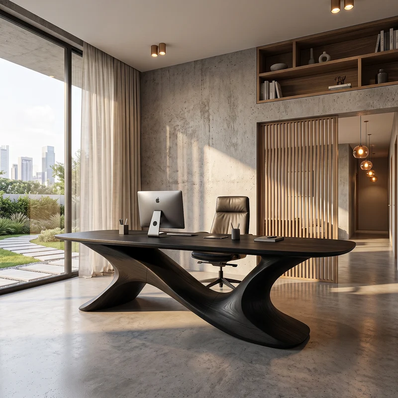 Rustic Open Loop Desk Solid Wood Writing Desk For Home Office SINLHADE161