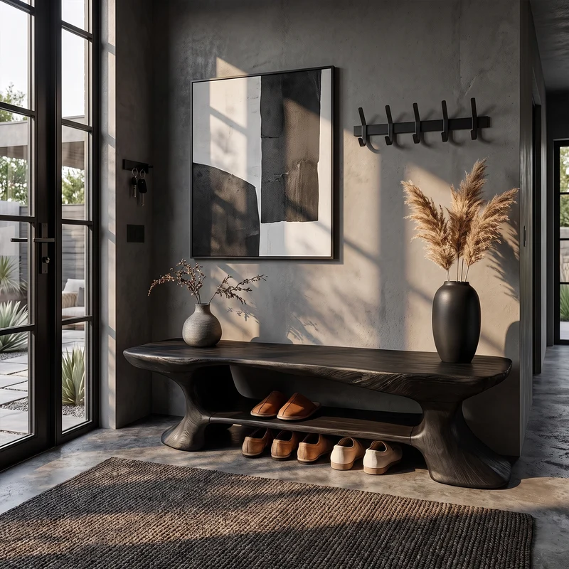 Rustic Entryway Bench With Integrated Shoe Storage For Entryway SINLKISB100