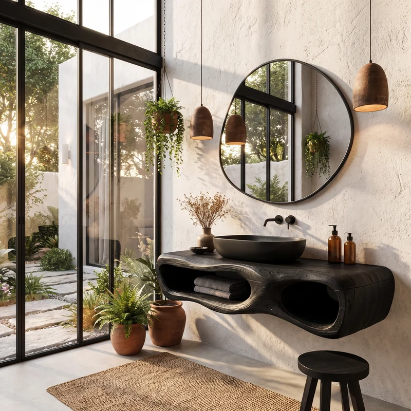 Modern Wall Mounted Bathroom Vanity With Organic Wood Base For Bathroom SINLHABRV323