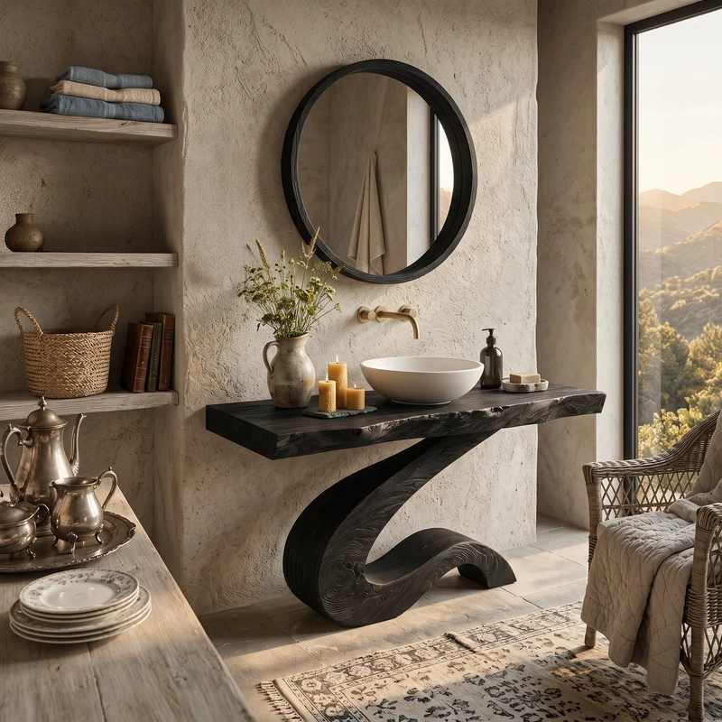 Luxury Bathroom Vanity With Organic S Curve Support For Bathroom RTTHTTBRV020