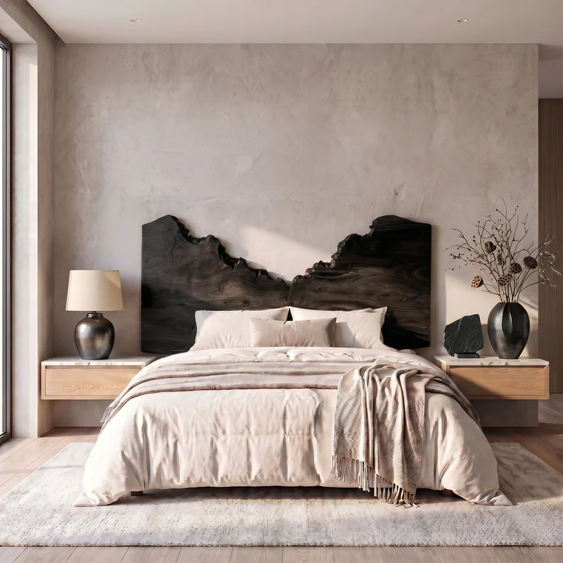 Organic Live Edge Headboard Wooden Bed Headboard For Bedroom SINLSAHB067