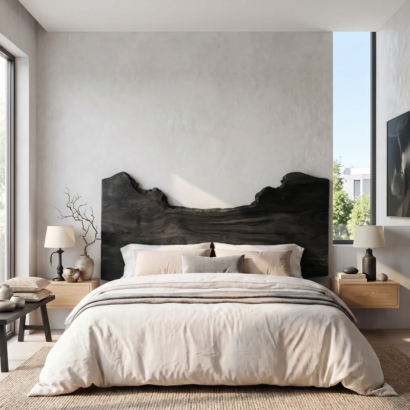 Natural Edge Headboard Wooden Bed Headboard For Bedroom SINLSAHB064