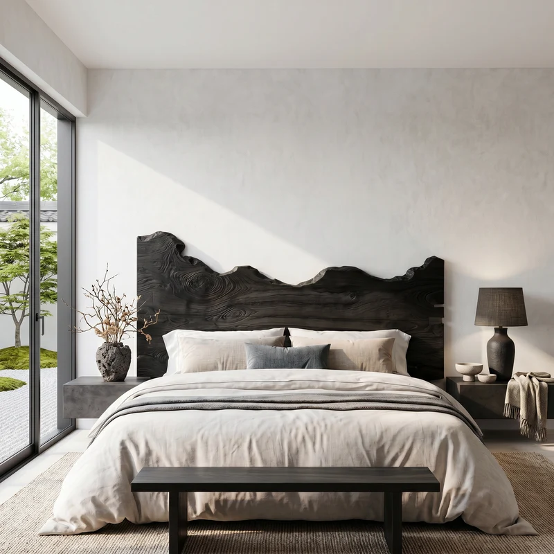 Contemporary Live Edge Wood Headboard For Bedroom SINLSAHB063