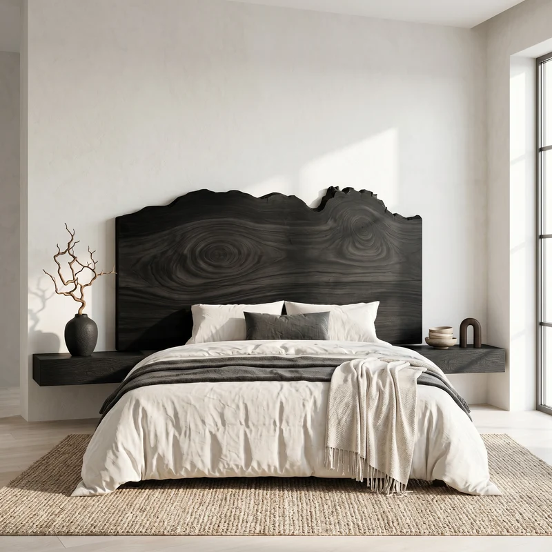 Organic Natural Edge Headboard Wooden Bed Headboard For Bedroom SINLSAHB062