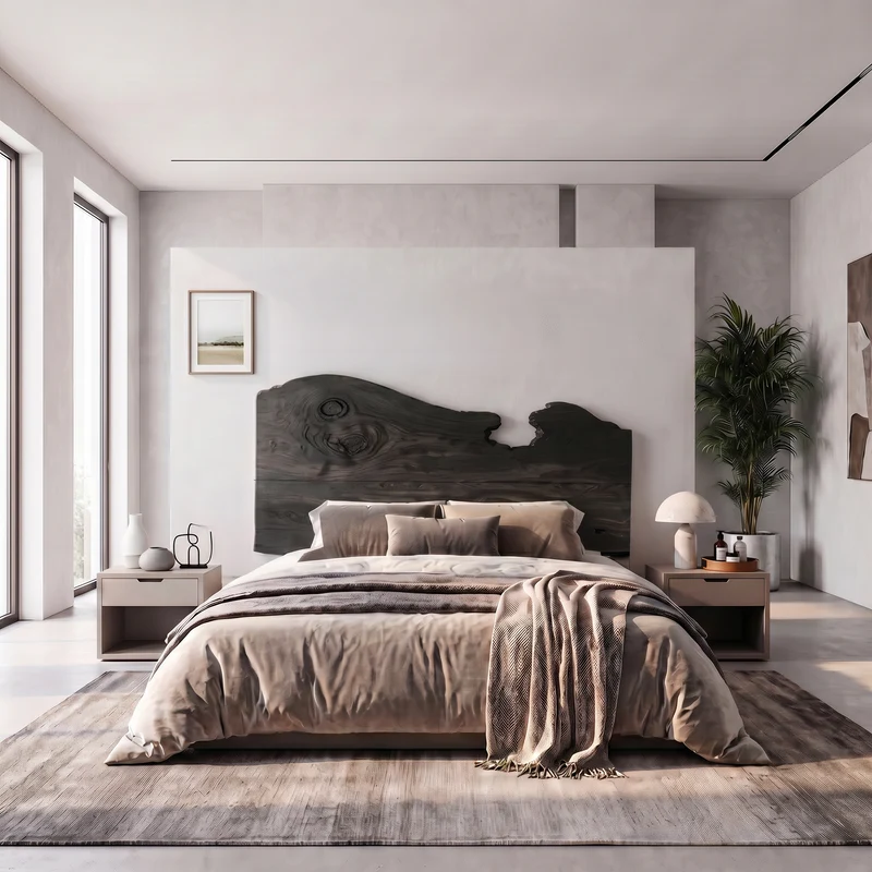 Contemporary Live Edge Headboard Wooden Bed Headboard For Bedroom SINLSAHB061